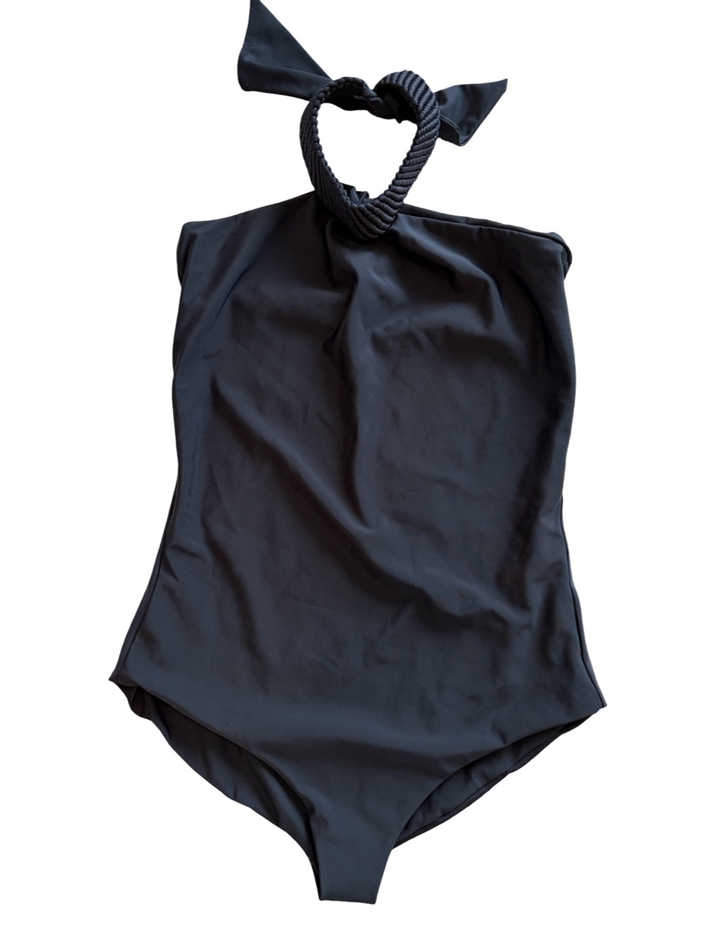 Black Halter One-Piece Swimsuit with Rope Neck